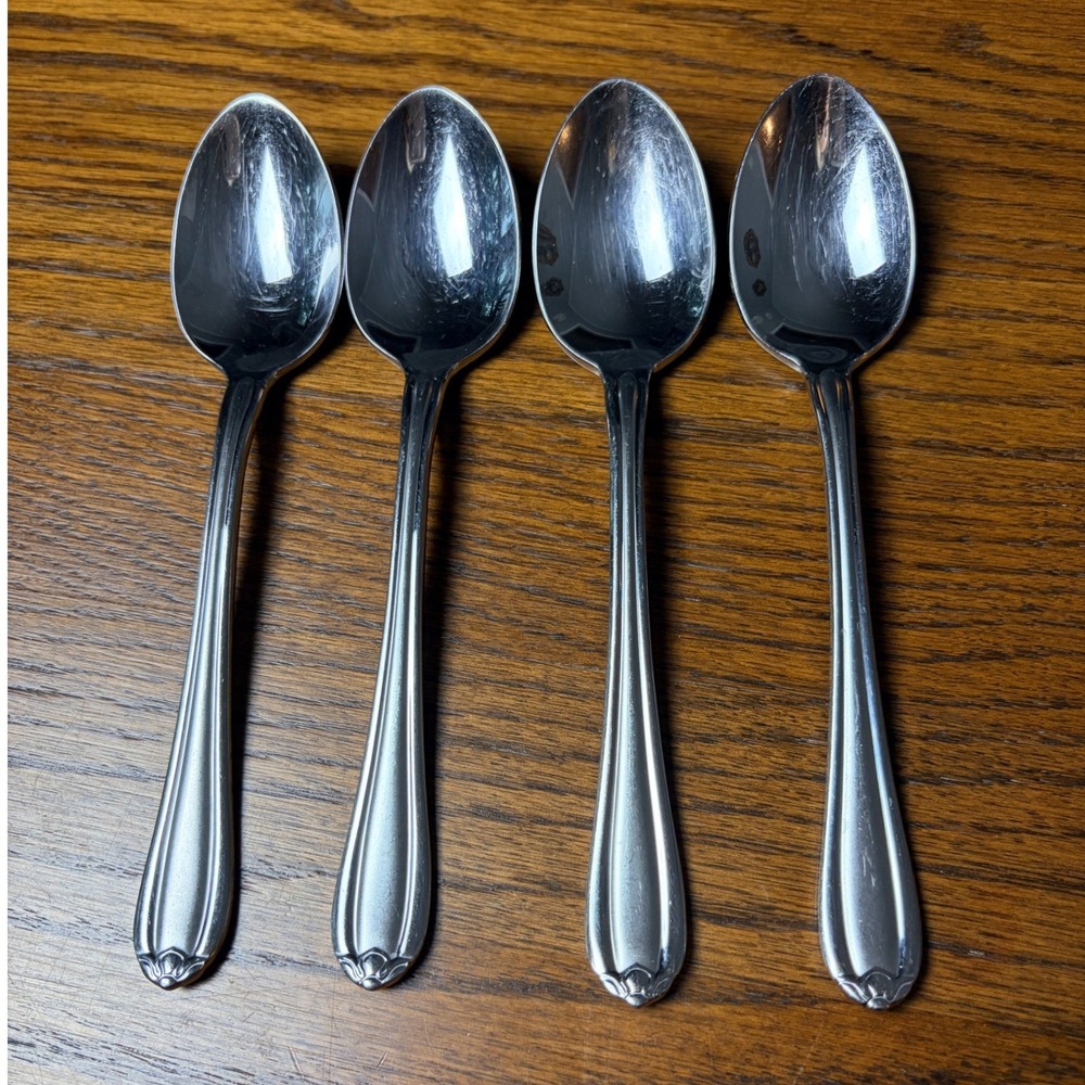 Gorham Melon Bud Frosted Stainless Steel Tablepoons Set of 4 18/8 Flatware 7"